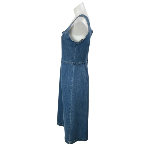 Reformation Parker Blue Sleeveless Square Neck Slit Denim Jean Midi Dress 10 - Image 2
