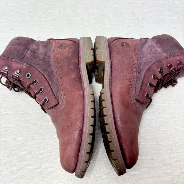 Timberland‎ Premium Dark Red Burgundy Nubuck Waterproof Classic Boots Womens 9.5 - Image 9