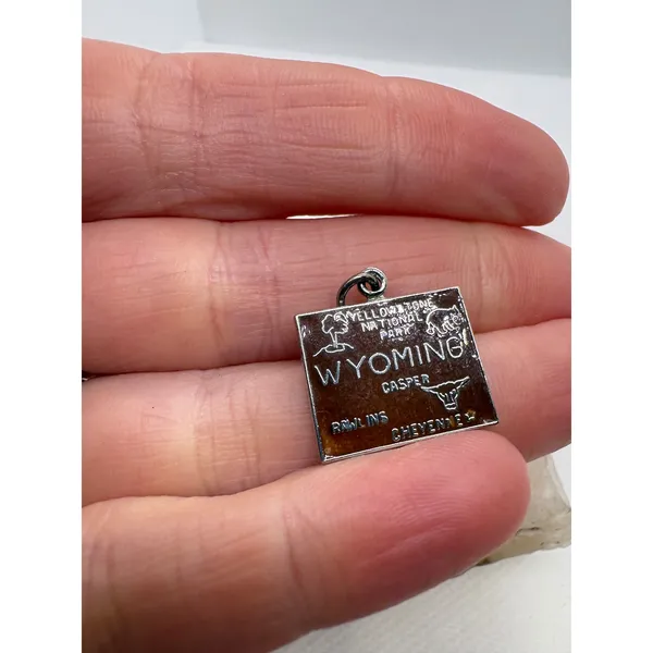 Vintage Sterling Silver Wyoming Yellowstone National Park Enamel Souvenir Charm - Image 4