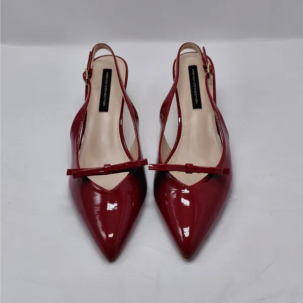French Connection Slingback Heels Womens Size 10 Red Patent Pointed Toe Pumps - Image 2
