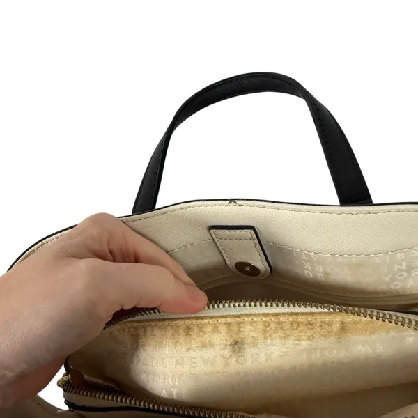 Kate Spade Evangelie‎ Satchel Crossbody Purse Cement White Black Preppy READ - Image 7