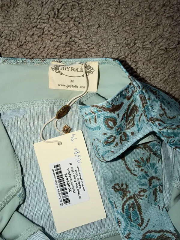 JoyFolie Blue Floral Bodysuit - Image 5
