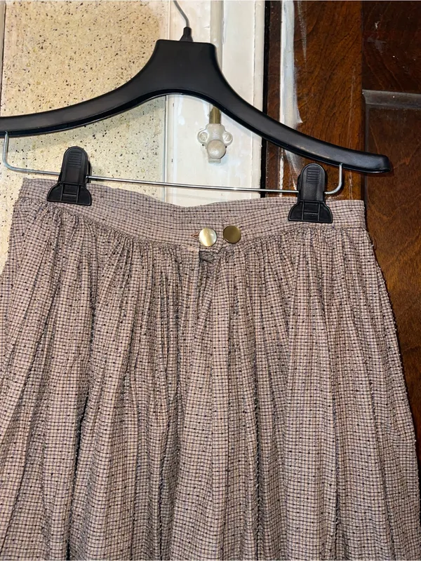 Vintage Women's Brown Textured A-Line Skirt - Image 3