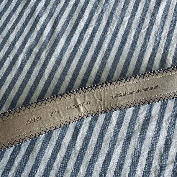 Black Studded Leather Belt Silver Beaded Edge Grommet Detail Size M - Image 5