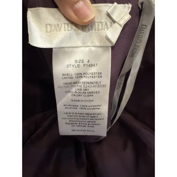 Strapless, short plum dress‎ from David's Bridal, size 4 - Image 3