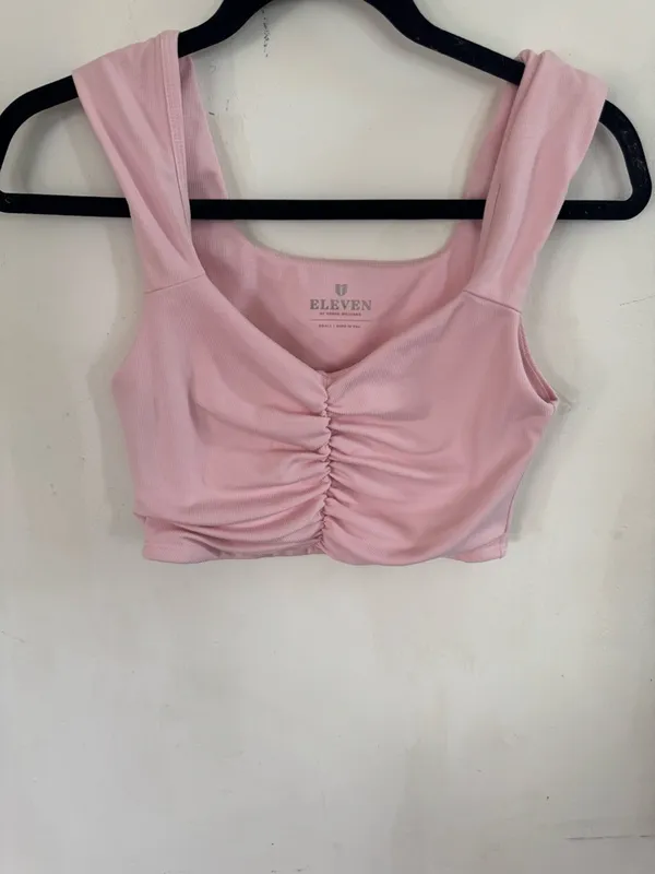 EleVen by Venus Williams Pink Ruched Scoop Crop Tank - Image 3