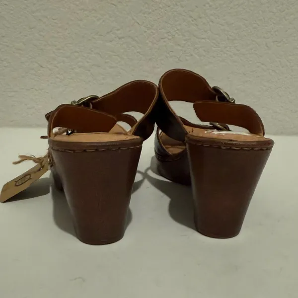 BORN Wallowa Brown Leather Platform Mule Sandal Size 9 F64503 NEW - Image 7