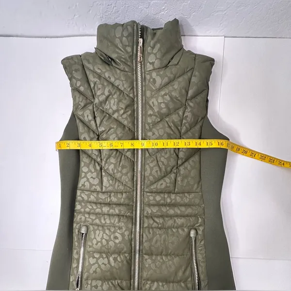 Michael‎ Kors Women's Quilted Trim Puffer Vest Size XS Green Cheetah No Hood - Image 4