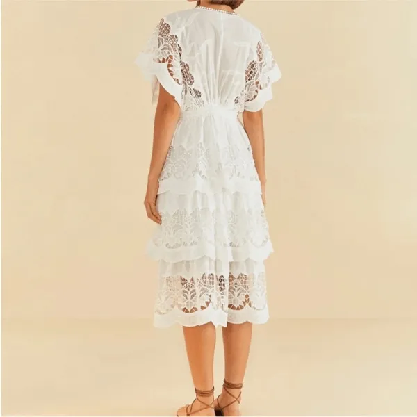 Farm Rio Off-White Richelieu Midi Dress NEW - Image 2