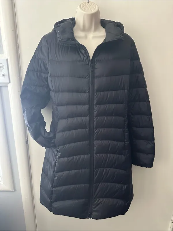 Uniqlo Black Long Quilted Puffer Coat - Image 5