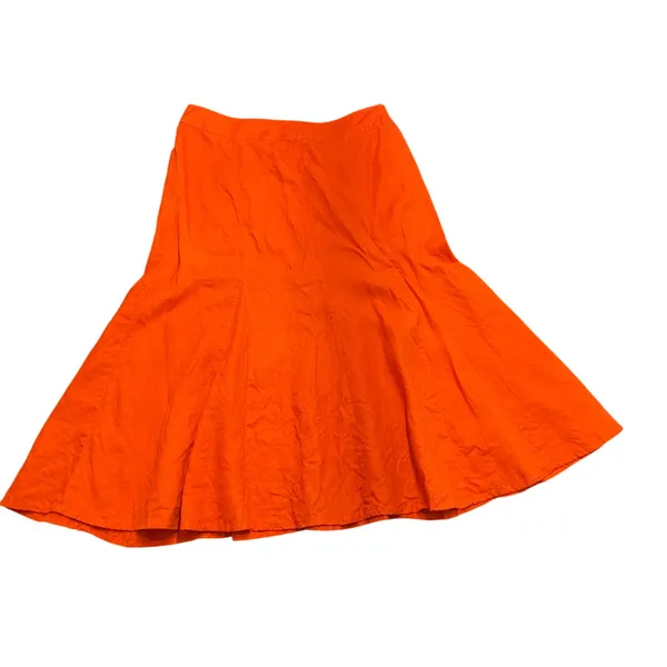JM Collection 100% Linen Burnt Orange Flared Midi Skirt Size 16‎ earthy cottage - Image 2
