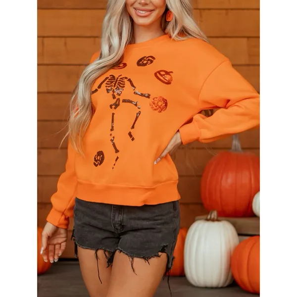 Dancing Critters Sequin Halloween Crewneck Sweatshirt - Image 4