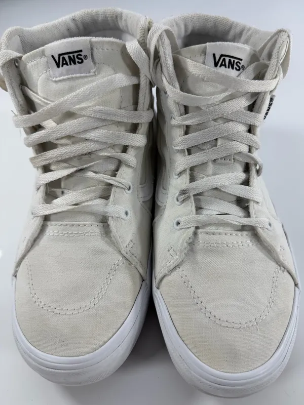 Vans Sk8-Hi High Top Sneakers Off-White‎ Cream Canvas Mens 6.5 Womens 8.0 - Image 2