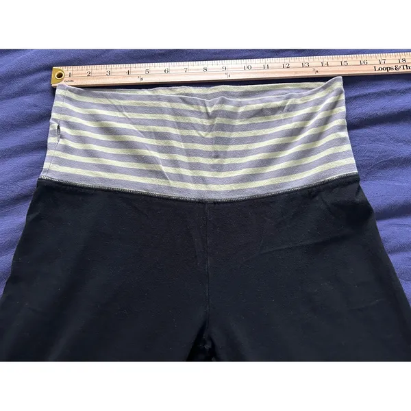 Mossimo Supply Co Womens Black Leggings Striped Fold Over Waist Size Medium - Image 8