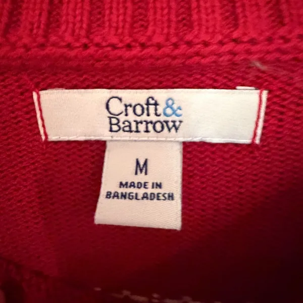Croft & Barrow Fair Isle Crew‎ Neck Sweater Women's Medium Red Preppy Fisherman - Image 4
