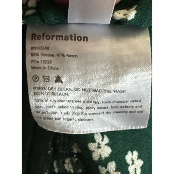 Reformation Green Ditsy Floral Tie Shoulder Smocked Cami Top Women Size 12 Boho - Image 7