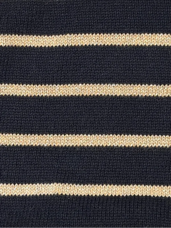 FINAL PRICE Lauren Ralph Lauren Black and Metallic Gold Striped Turtleneck - Image 4