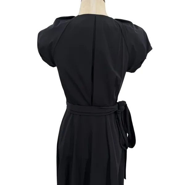 Diane Von Furstenberg Peyton Wrap Dress Puff Sleeve Knee Length Black 4 - Image 7