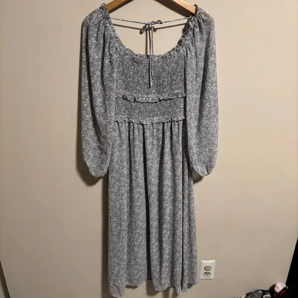 ASTR The Label Bodice Long Sleeve Dress Soft Blue Floral- Size XS - Image 3