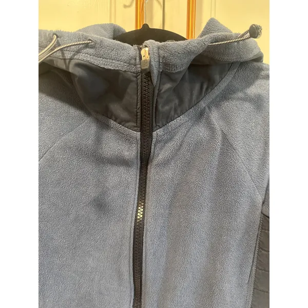 Abercrombie & Fitch Blue Full Zip Fleece Hoodie Quilted Panels Thumbholes Small - Image 2