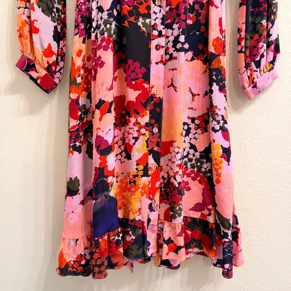 Anthropologie Maeve Printed Silk Wrap‎ Dress Floral Multicolor Women's 4 Spring - Image 6