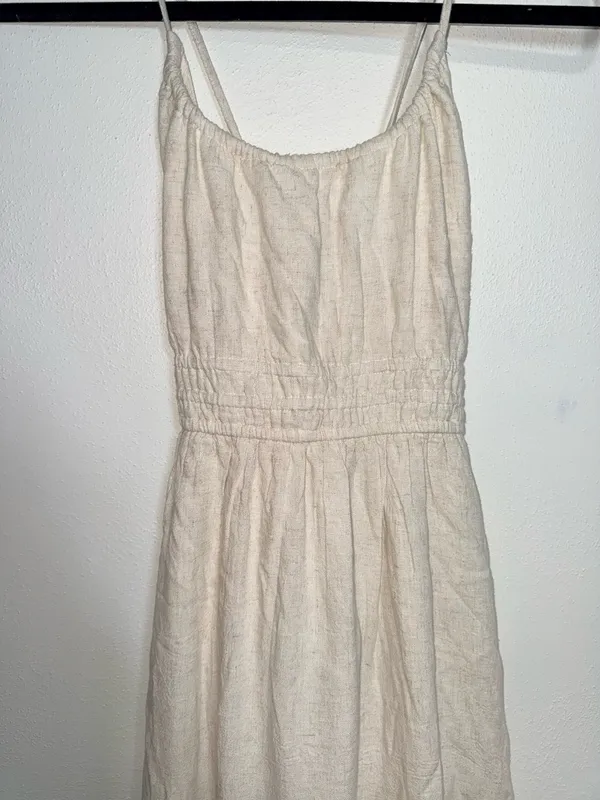 American Eagle Halter Open Back Handkerchief Hem Midi Dress Cream NWT - Image 6