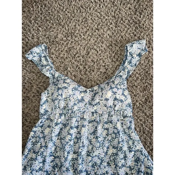 Eyeshadow juniors blue floral tie back babydoll‎ dress size large - Image 2
