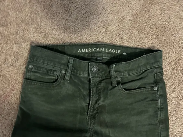 Green Straight Leg American Eagle Corduroy Mom Jeans - Image 3