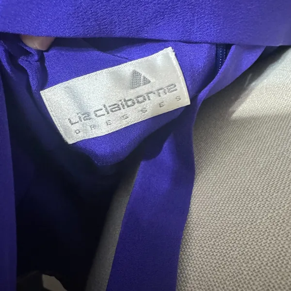 Liz Claiborne 100% Silk Midi Dress Purple‎ sz 14 side slit formal prom romantic - Image 10