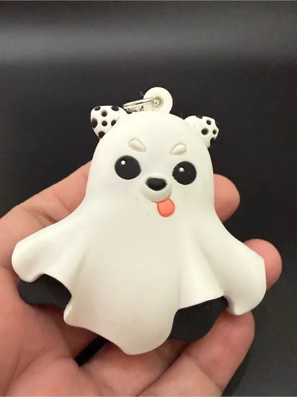 SPIRIT HALLOWEEN Ghost Dog Puppy 3D Polka Dot Ears Figural Bag Charm Keychain - Image 6