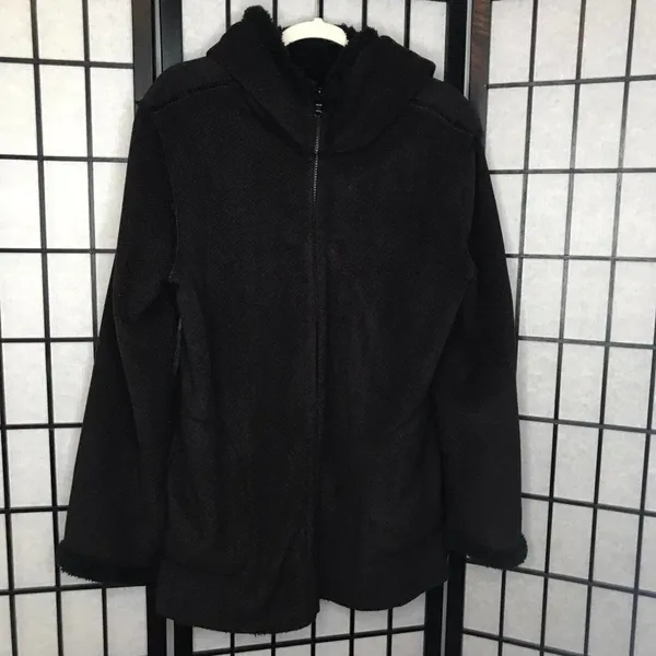 Boutique Fleece Winter Warm Hoodie Coat Jacket Purple Large - Image 2