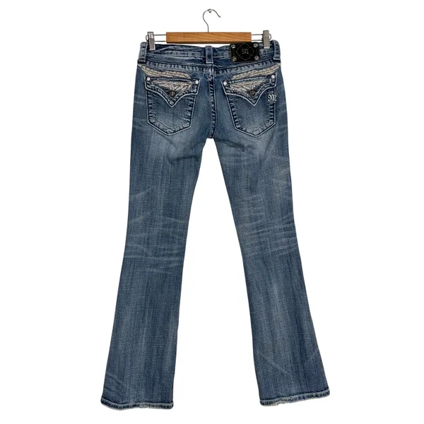 Miss‎ Me Bootcut Jeans Womens 27 Medium Wash Wing Sequin Pocket JE5330B4L Buckle - Image 2