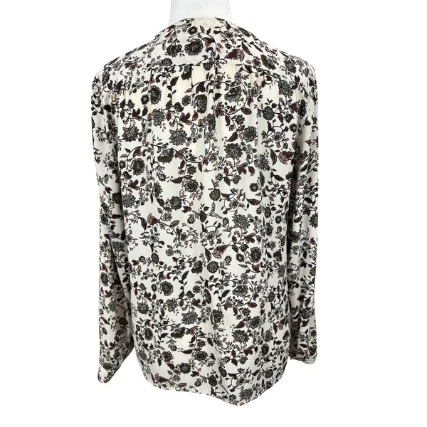 LOFT Black Cream Floral Button Down Blouse Small Office Workwear‎ Professional - Image 3