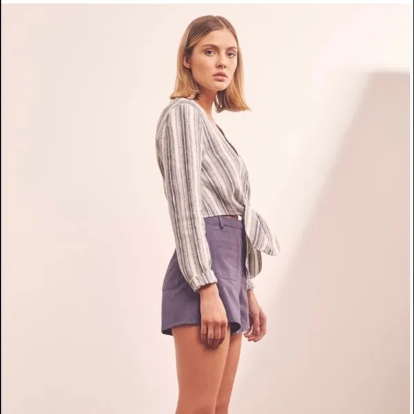The Fifth Label Guide Stripe Top Tie Front‎ Blouse Blue White NWT S - Image 3