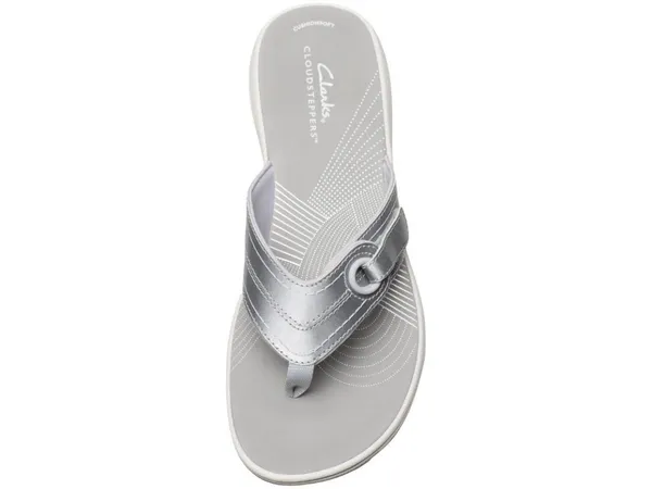 NWT Clarks Breeze Reyna Cloudsteppers Thong Sandals 26181818 Silver Gray 5M - Image 3