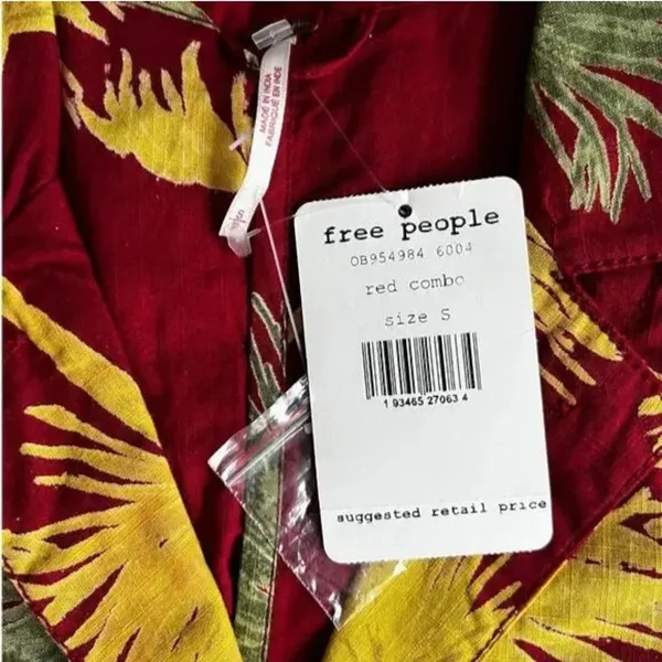 Free People Malibu 100% Cotton Button Closure Collared Romper Maroon, S - Image 10