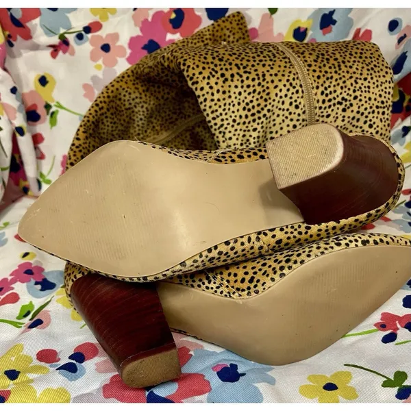 Crown & Ivy Azalea Cheetah Sz6 Knee High Fabric Pointy Toe Side Zip Boots - Image 14