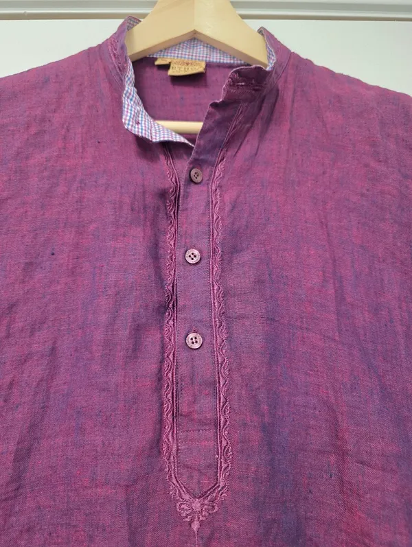 Womens 100% Linen Shirt Dress Size Small Artsy Dark Academia Resort Tropical - Image 4