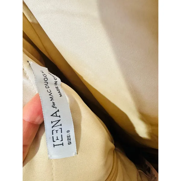 MAC DUGGAL Gold Metallic Plissé Square Neck Pleated Ruffle Belt Detail Dress 8 - Image 11