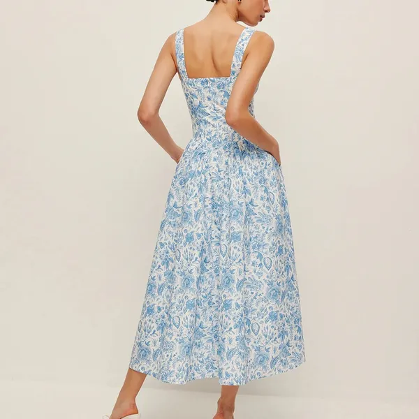 Commense Square-Neck Printed Dress With Pockets size xs - Image 2