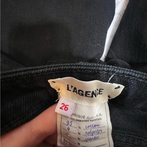 L’Agence Audrina Straight High Rise Jeans black‎ ripped knee Sz 26 - Image 8