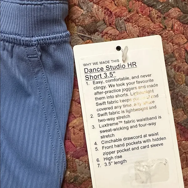 Nwt Oasis Blue Dance Studio High Rise Shorts Lululemon 3.5” - Image 2