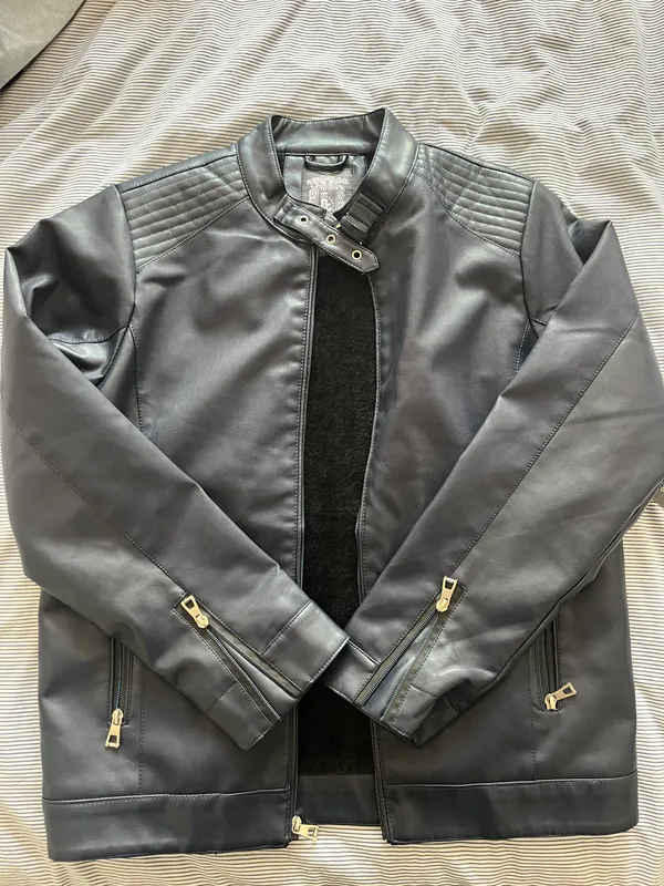 Navy Biker jacket Blue - Image 2