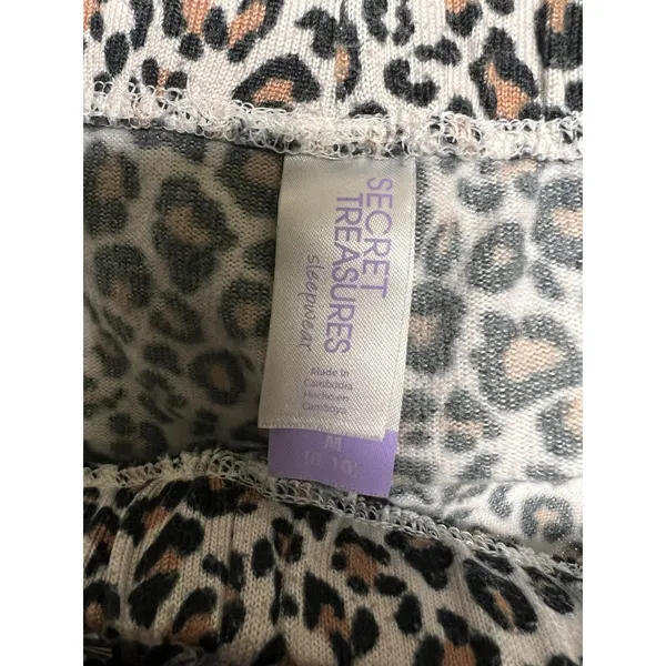 Secret Treasures Womens Leopard Print Pajama Jogger Pants Grey Tan Size M 8-10‎ - Image 3
