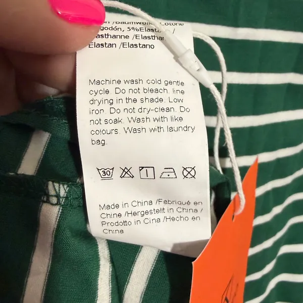 NWT Tankaneo Womens Short Sleeve Crop Top Green White Striped Summer‎ Tee Medium - Image 5