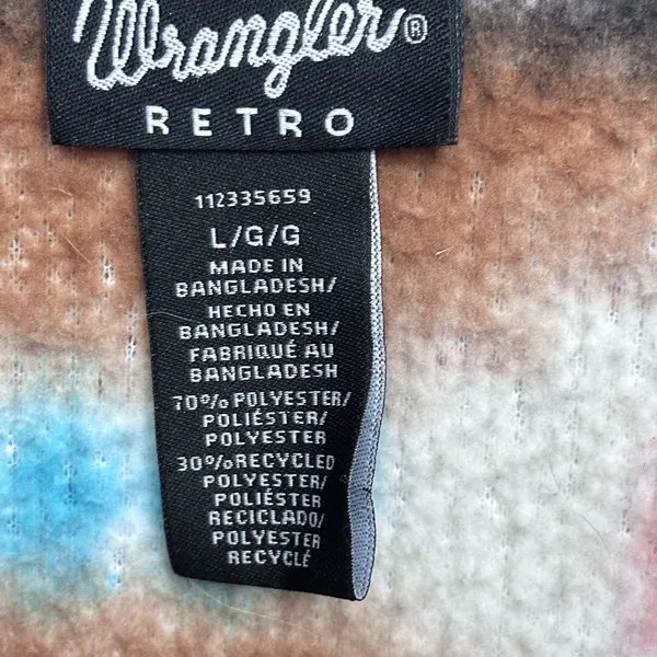 Wrangler Retro 1/4 Zip Aztec Fleece Kangaroo Pocket Women's L Southwestern Rodeo - Image 6