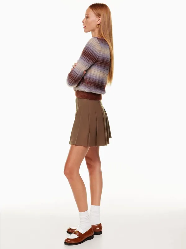 Aritzia NEW! Sunday Best Brown High-Waisted Pleated Olive Micro Mini Skirt - Image 8