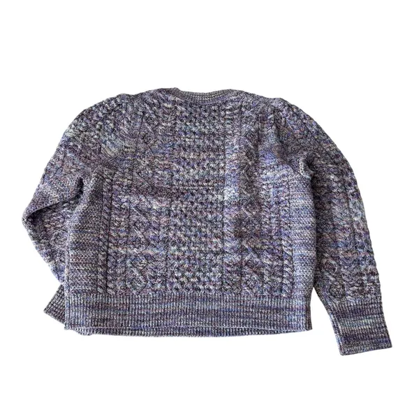 J. Crew Lavender Wool Marled Cable Knit Crewneck Sweater Women's Size Medium - Image 6