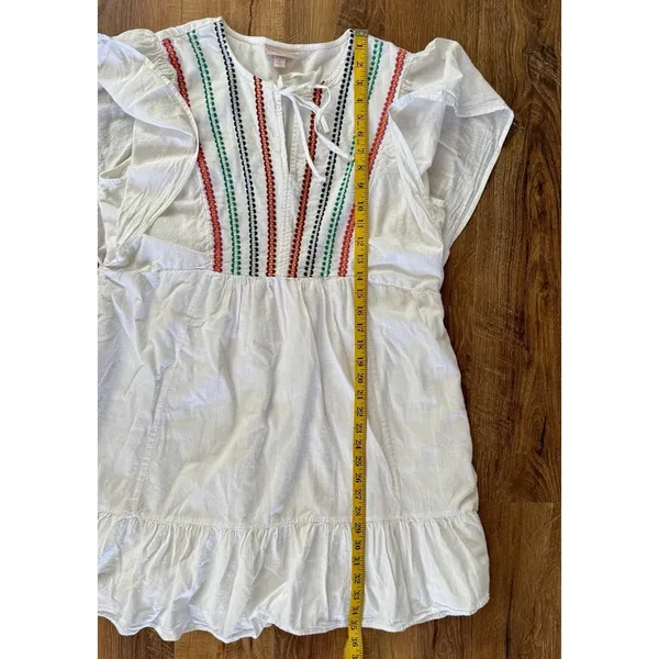 Knox Rose Women’s Dress XL White Multi Color Embroidered Boho Casual Pockets EUC - Image 6