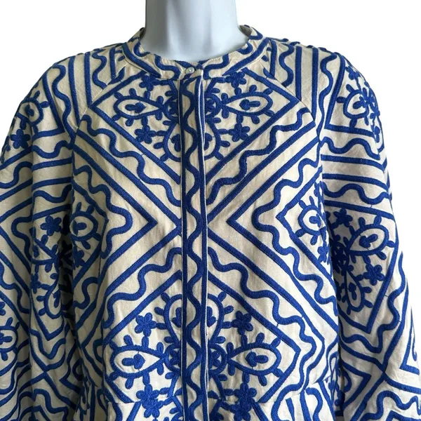 Sézane NWT Alizia Dress Sz 38 Linen Cotton Blend Texuted Embroidered - Image 12